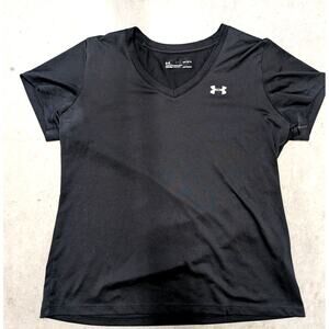 Under Armour HeatGear Loose Fit V-Neck Short Sleeve Training Shirt Black Large